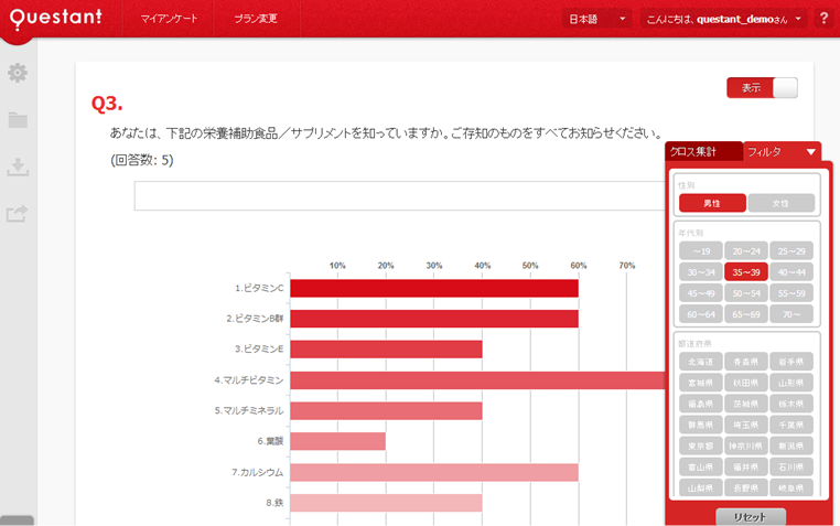 アンケート集計の結果 アンケートツール クエスタント